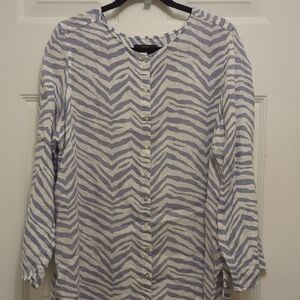Sz.1X Tahari Zebra Striped Linen Shirt